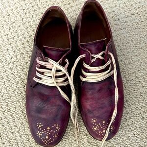 George Esquivel maroon/oxblood with gold accents 37.5. Handmade leather brogues
